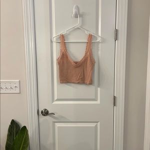 Pink ribbed crop tank